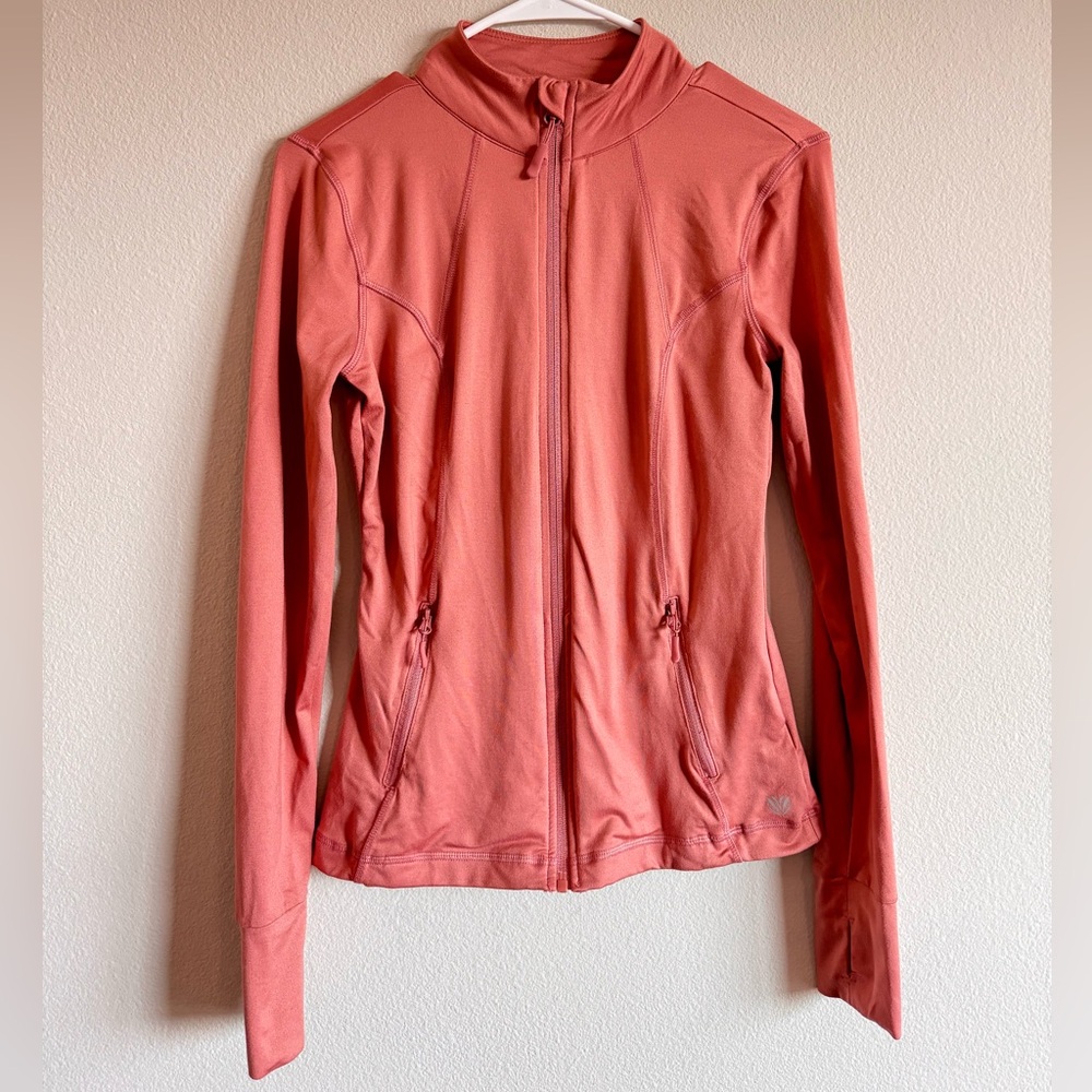 Define jacket Forever 21 Coral Zip-Up Active Jacket with Thumbholes - XS